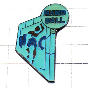 ピンバッジ・ハンドボール選手ペパーミントブルー青色