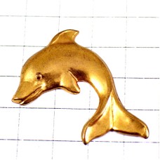 ピンバッジ・イルカ金色ゴールドのドルフィン