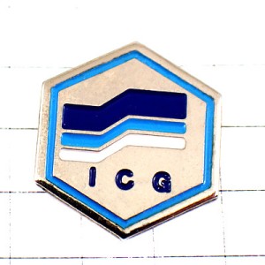 ピンバッジ・六角形ヘキサゴン青ブルーＩＣＧ