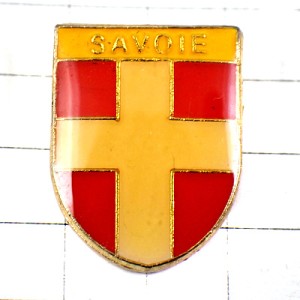 ピンバッジ・サヴォワ県の白い十字の紋章 SAVOIE FRANCE