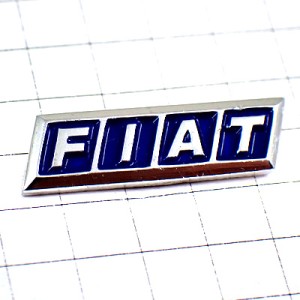 ピンバッジ・フィアット車エンブレムFIAT紺色ロゴ銀色シルバー FIAT ITALIA ITALY