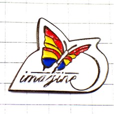 ピンバッジ・イマジン蝶々ジョンレノン歌手ビートルズ音楽 BEATLES IMAGINE BUTTERFLY ENGLAND