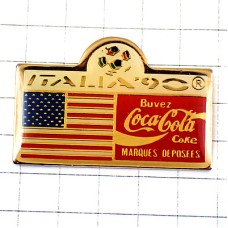 ピンバッジ・イタリアワールドカップ国旗サッカー/USAアメリカ星条旗コカコーラ COCA-COLA WORLDCUP-1990 ITALIA-1990