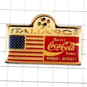 ピンバッジ・イタリアワールドカップ国旗サッカー/USAアメリカ星条旗コカコーラ COCA-COLA WORLDCUP-1990 ITALIA-1990