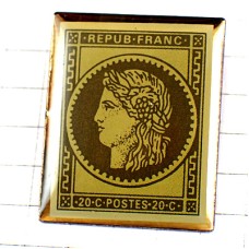 ピンバッジ・フランス郵便局ラポスト切手収集家マリアンヌ女の子 TIMBRE STAMP PHILATELIE FRANCE