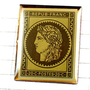 ピンバッジ・フランス郵便局ラポスト切手収集家マリアンヌ女の子 TIMBRE STAMP PHILATELIE FRANCE