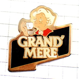 ピンバッジ・香り立つおばあちゃん印のコーヒー珈琲 CAFE-GRAND-MERE FRANCE