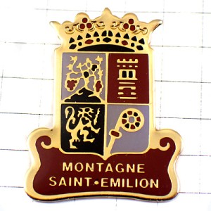 ピンバッジ・紋章ワイン酒ボルドー産サンテミリオン葡萄ぶどうの房 MONTAGNE SAINT-EMILION BORDEAUX FRANCE