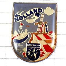 ピンバッジ・オランダの風車小屋ボート運河の船ネーデルラント紋章 NETHERLANDS NEDERLAND HOLLAND