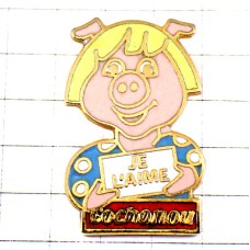ピンバッジ・ブタ豚の子ども水玉の服 COCHONOU FRANCE