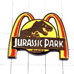 ピンバッジ・恐竜映画ジュラシックパークとマクドナルドＭ JURASSIC-PARK UNIVERSAL-STUDIOS