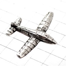 ピンバッジ・小型飛行機シルバー銀色モノモーター単発ピューター製