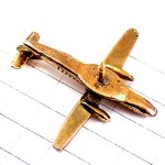 ピンバッジ・飛行機ゴールド金色立体型