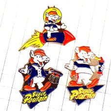 ピンバッジ・ロケット白い馬シルクハット３個 POULAIN FRANCE