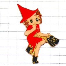 ピンバッジ・ベティブープの魔女ベティちゃんハロウィンお祭り赤ドレス扮装 BETTY-BOOP