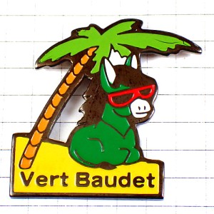 ピンバッジ・赤いサングラス眼鏡ロバ驢馬ヤシの木メガネ VERT-BAUDET FRANCE