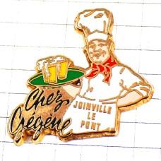 ピンバッジ・ビール酒シェフ料理人コックさんの給仕 CHEZ-GEGENE JOINVILLE FRANCE