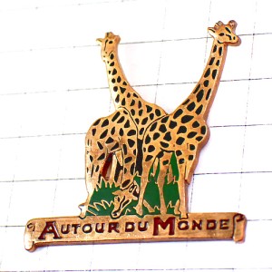 ピンバッジ・キリン動物２頭 AUTOUR-DU-MONDE