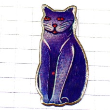 ピンバッジ・お座り青い猫ネコ THE-BLUE-CAT