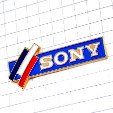 ピンバッジ・SONYソニー青白赤トリコロール国旗色