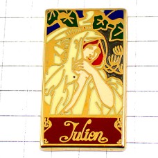 ピンバッジ・ジュリアンきれいな女の子アールヌーヴォー風 JULIEN BOUILLON-JULIEN PARIS FRANCE