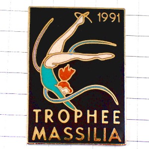 ピンバッジ・ジム体操レオタード女子選手リボン TROPHEE MASSILIA MARSEILLE FRANCE