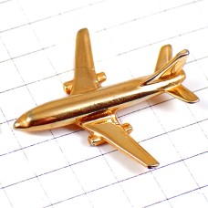 ピンバッジ・飛行機ゴールド金色立体型旅客機