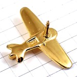 ピンバッジ・金色の飛行機ゴールド立体型モノモーター単発機
