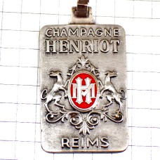 キーホルダー・シャンパーニュぶどう葡萄酒アンリオ紋章シャンパン銀色シルバー CHAMPAGNE-HENRIOT REIMS FRANCE