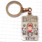 キーホルダー・シャンパーニュぶどう葡萄酒アンリオ紋章シャンパン銀色シルバー CHAMPAGNE-HENRIOT REIMS FRANCE