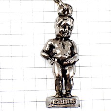 キーホルダー・ベルギー噴水の小便小僧シルバー銀色 MANNEKEN BRUXELLE BELGIUM