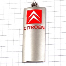 キーホルダー・シトロエン車エンブレム銀色シルバー赤ロゴ CITROEN FRANCE