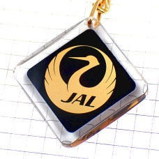 キーホルダー・JAL日本航空ゴールド金色の鶴ツル