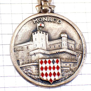 キーホルダー・モナコ公国の紋章とお城シルバー銀色 MONACO