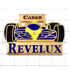ピンバッジ・F1車レースカー青と黄色キャノン