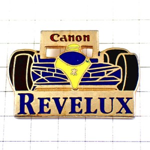 ピンバッジ・F1車レースカー青と黄色キャノン