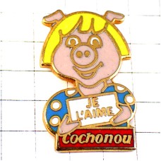 ピンバッジ・ブタ豚の子ども水玉の服 COCHONOU FRANCE