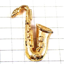 ピンバッジ・サックス楽器ジャズ音楽ゴールド金色サクソフォン