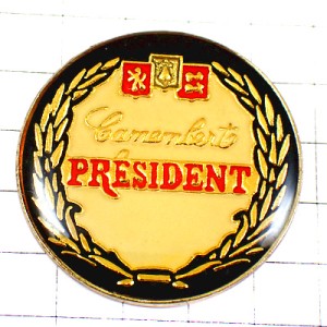 ピンバッジ・チーズ会社プレジデント木箱カマンベール蓋 PRESIDENT CAMEMBERT FRANCE