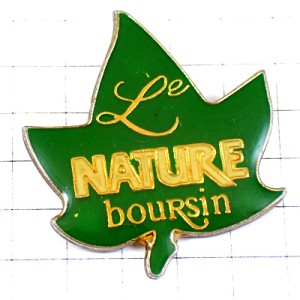 ピンバッジ・チーズ緑の葉ブルサン社 BOURSIN NATURE FRANCE