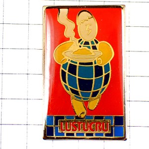 ピンバッジ・熱々のスパゲティを運ぶ卵男 LUSTUCRU PASTA FRANCE