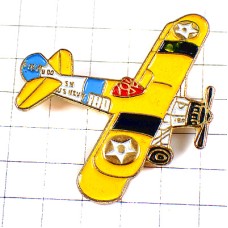ピンバッジ・黄色い戦闘機ミリタリー複葉機プロペラ飛行機 USNAVY WW1