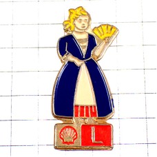 ピンバッジ・ルクセンブルク扇子ドレスの女の子 LUBEMBOURG LUXEMBURG SHELL ENGLAND