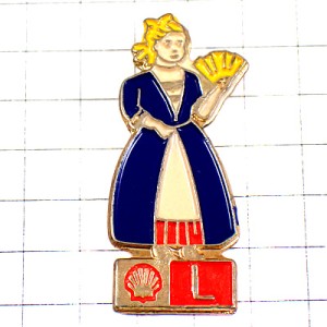 ピンバッジ・ルクセンブルク扇子ドレスの女の子 LUBEMBOURG LUXEMBURG SHELL ENGLAND