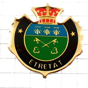 ピンバッジ・エトルタ紋章ノルマンディ地方カギ鍵と二枚貝 ETRETAT GOLF NORMANDIE