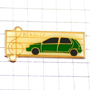 ピンバッジ・ルノー音楽ト音記号グリーン緑の車 RENAULT-CLIO RENAULT-AX RENAULT FRANCE