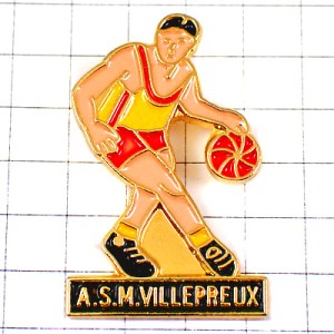 ピンバッジ・バスケットボール選手ドリブル球