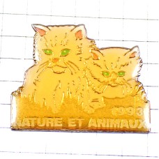 ピンバッジ・黄緑の目のシロネコ子猫２匹