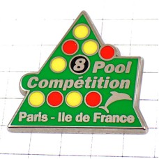 ピンバッジ・ビリヤード撞球場ドルフィン８番イルカ三角 BILLIARD SNOOKER BILLARD PARIS COMPETITION 8-POOL FRANCE
