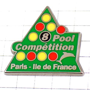 ピンバッジ・ビリヤード撞球場ドルフィン８番イルカ三角 BILLIARD SNOOKER BILLARD PARIS COMPETITION 8-POOL FRANCE
